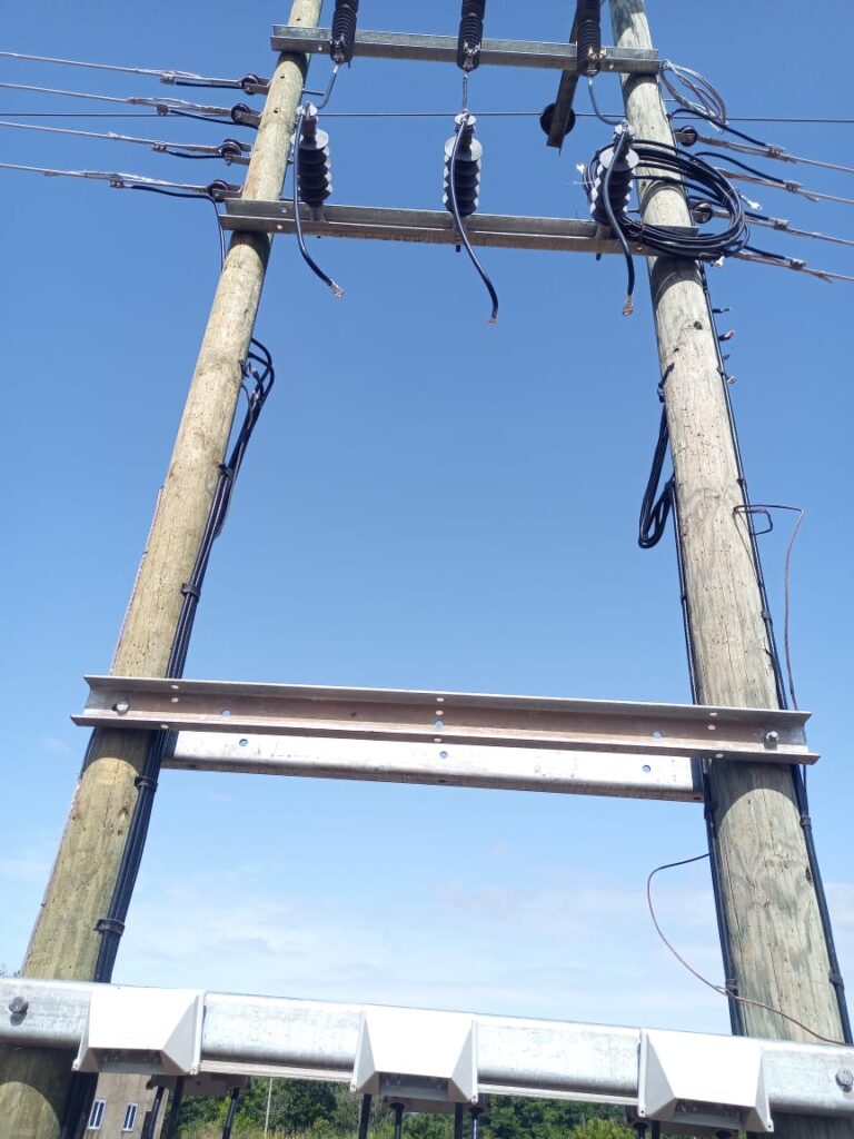 The transformer was pushed from the poles holding it together. 